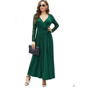 Women's Poesky Lace Long Sleeve V Neck Party/Casual Maxi Dress size L